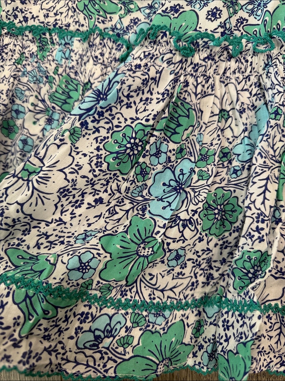 Poupette St. Barth Blue & Green Floral Smocked Mini Dress - Picture 6 of 11